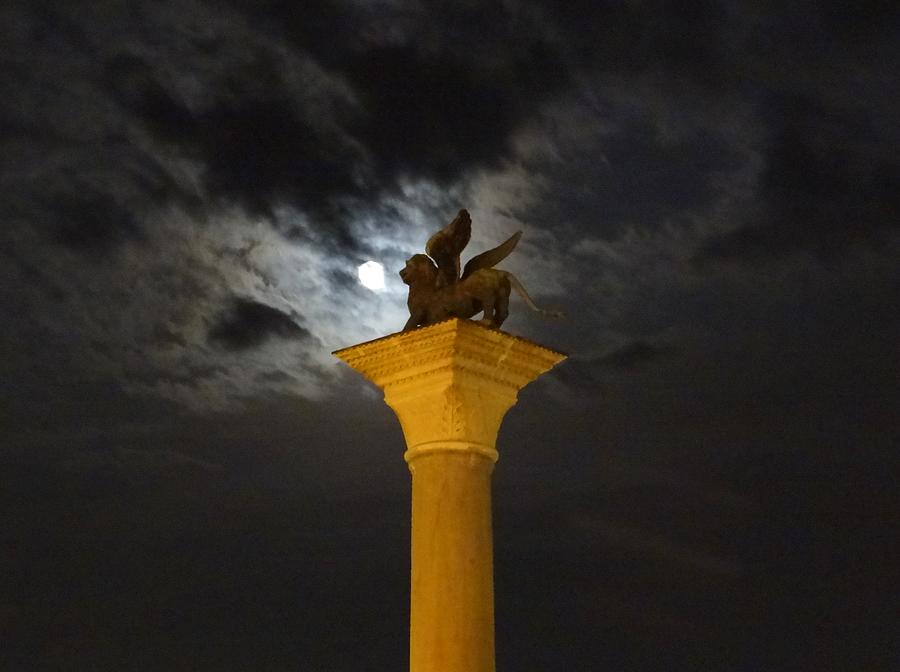 Lion of St Mark by Moonlight Photograph by Keith Stokes