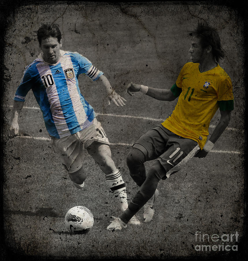 Lionel Messi Photograph - Lionel Messi and Neymar Clash of the Titans VII by Lee Dos Santos