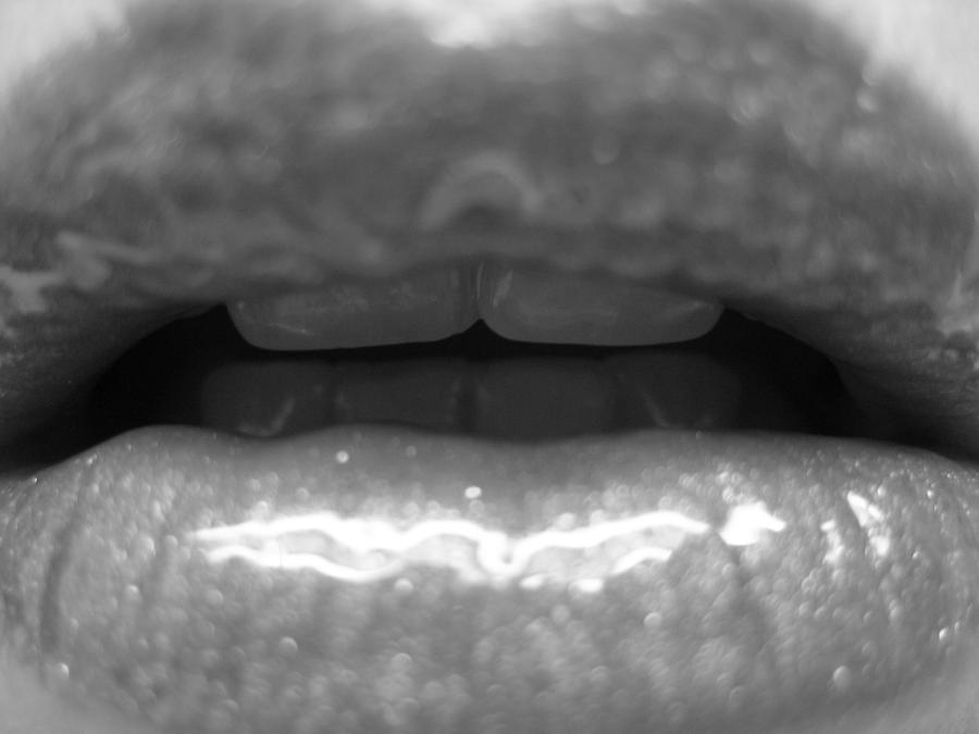 Black And White Photograph - Lips by Donita Branson