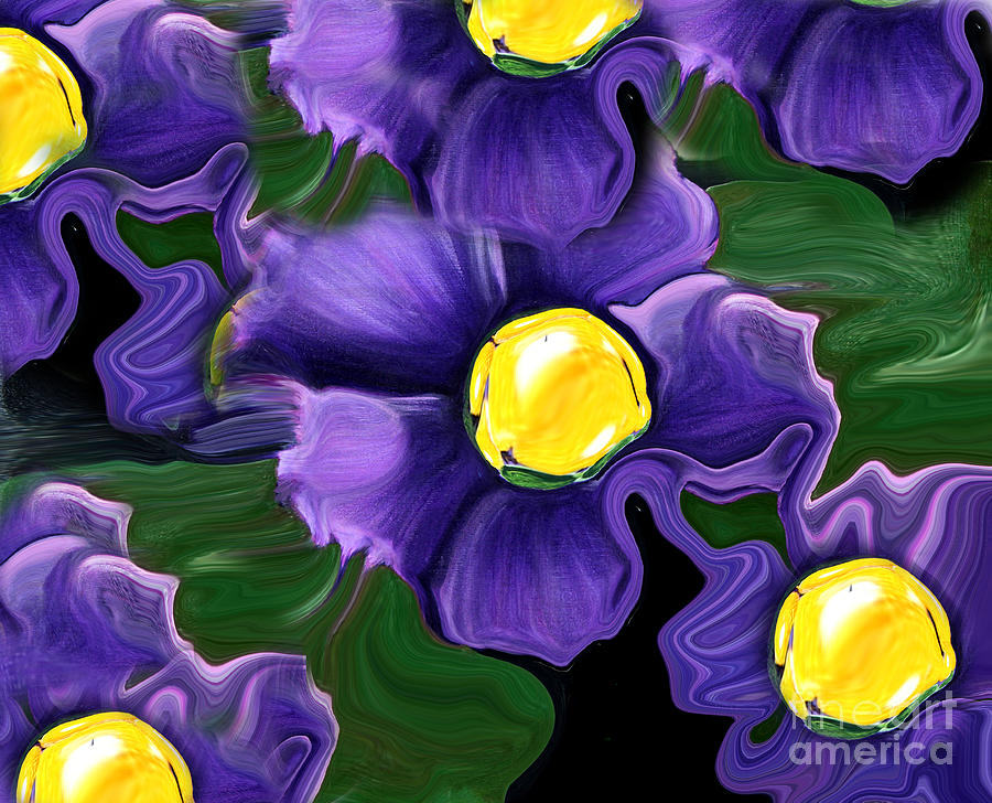 Liquid Violets Painting by Barbara A Griffin