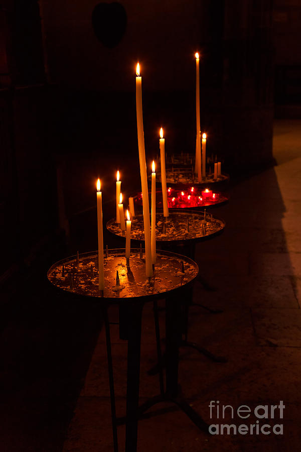 Lit candles in a church Photograph by Louise Heusinkveld