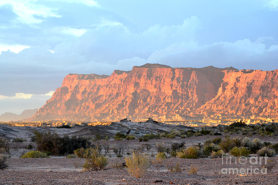 Desert Photograph - Lit Cliff by Juan Stang