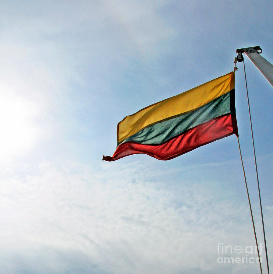 Flag Photograph - Lithuanian Tricolor by Ausra Huntington nee Paulauskaite