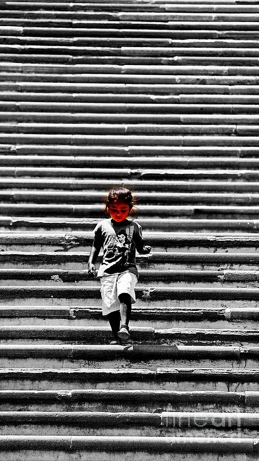 Litlle Girl On The Steps Photograph by John  Kolenberg