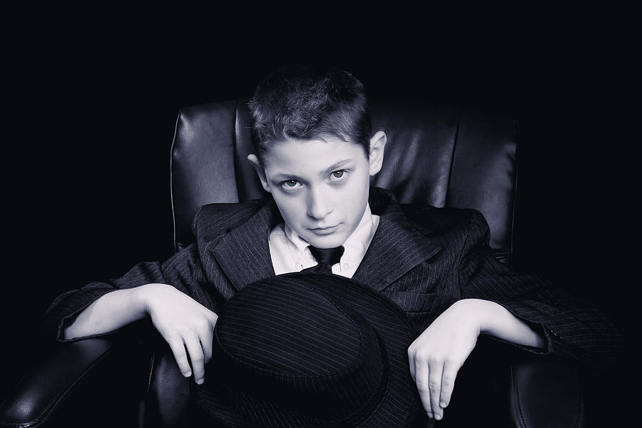 Little Boss Boy In 1920s Pinstripe  Photograph by Tracie Schiebel