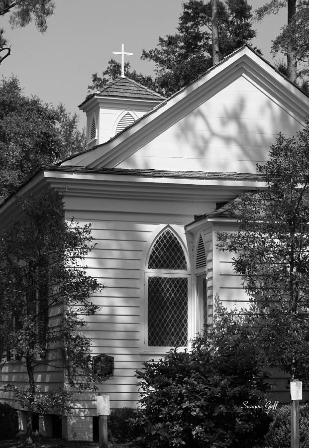 Little Chapel in the Woods in black and white Photograph by Suzanne ...