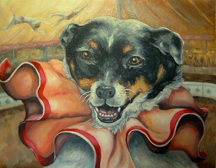 Dog Painting - Little Dog Under the Big Top by Pamela Humbargar