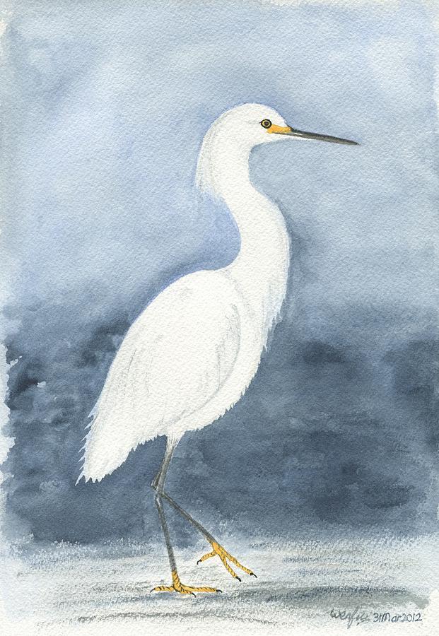 Egret Painting - Little egret by Wenfei Tong