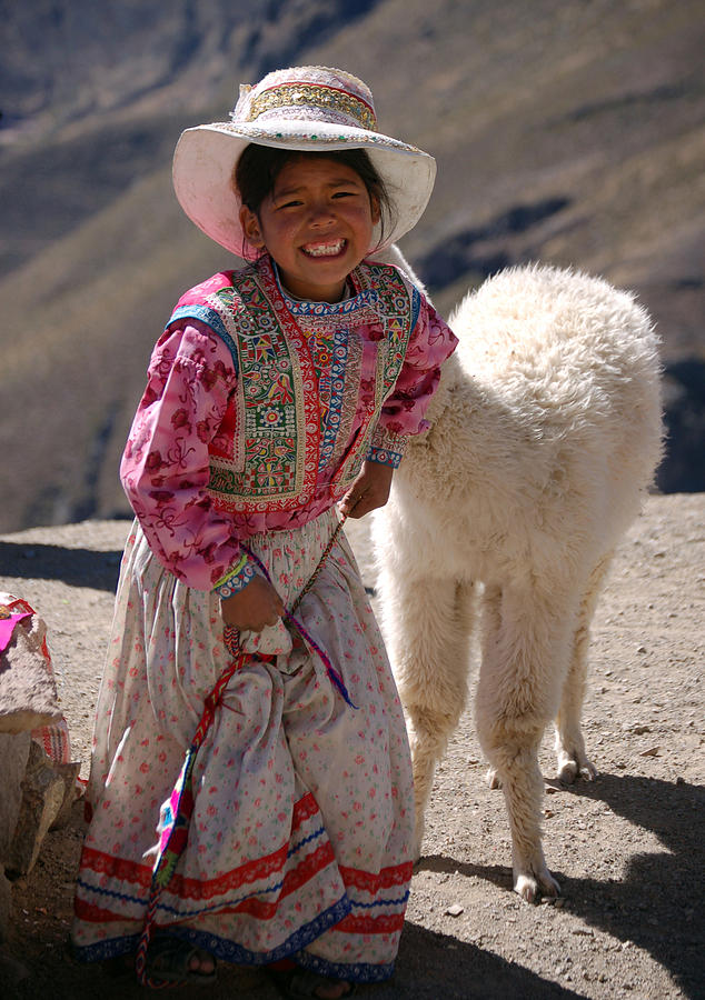 Little girl and baby alpaca Photograph by RicardMN Photography