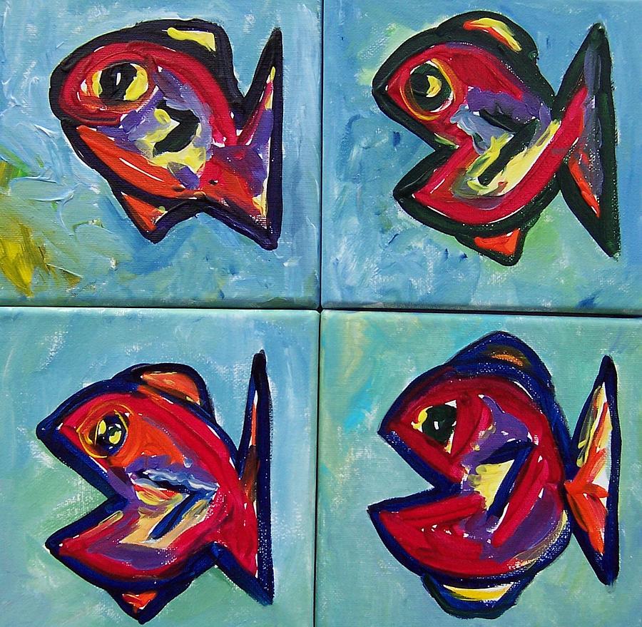 Fish Painting - Little Red Fish by Krista Ouellette