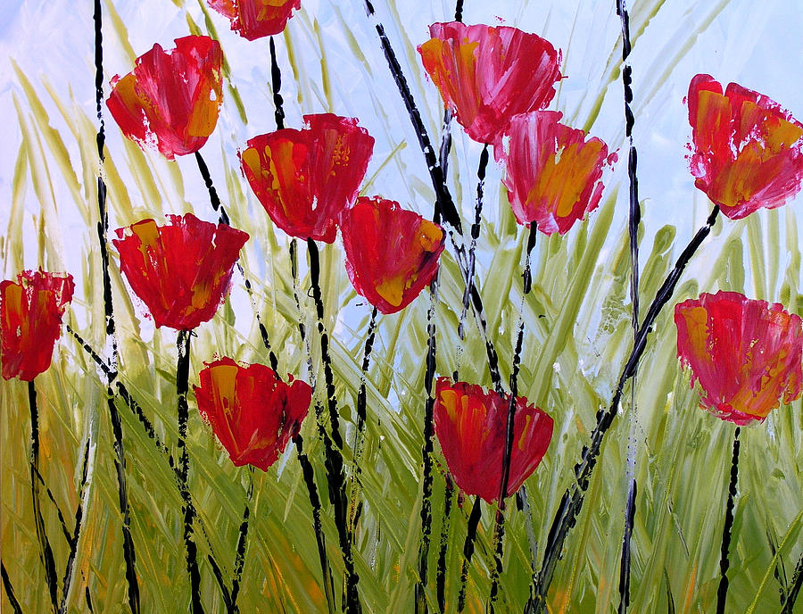 Little Reds FLORAL ART by Amy Giacomelli Painting by Amy Giacomelli