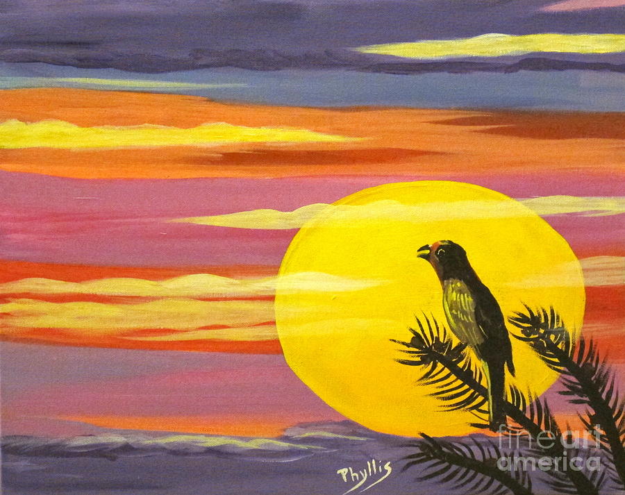 Little Sunset bird Painting by Phyllis Kaltenbach