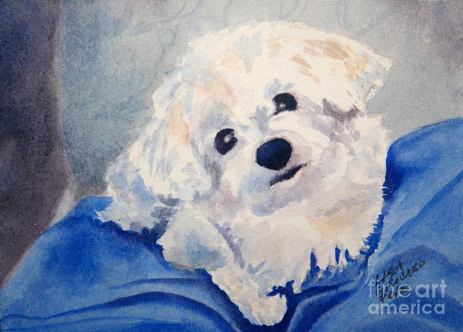 paintings of white dogs