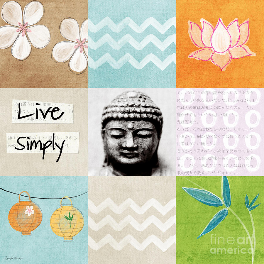 Buddha Mixed Media - Live Simply by Linda Woods