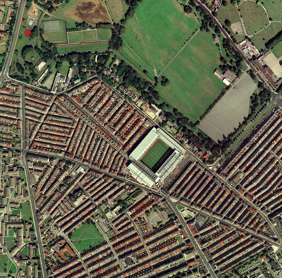 Liverpool's Anfield Stadium, Aerial View Photograph by Getmapping Plc