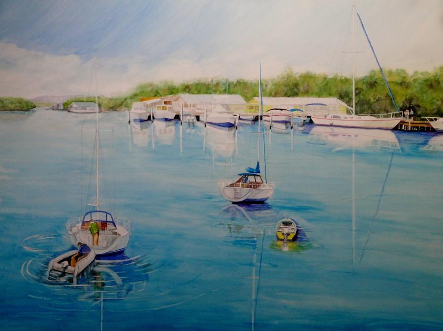 Boat Painting - LLegada de los Veleros by Juan  Salazar