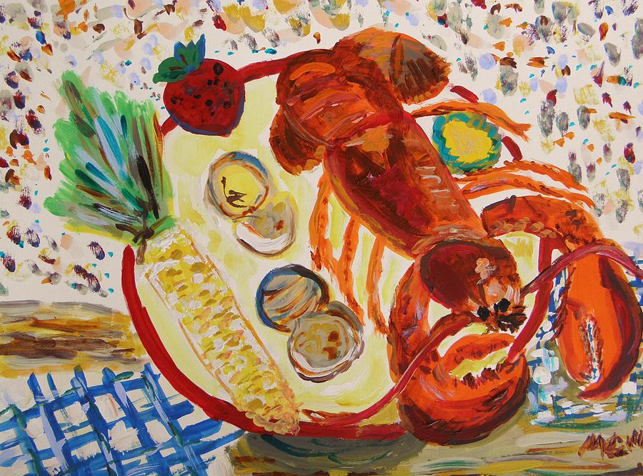 Lobster Dinner Painting by Mary Carol Williams