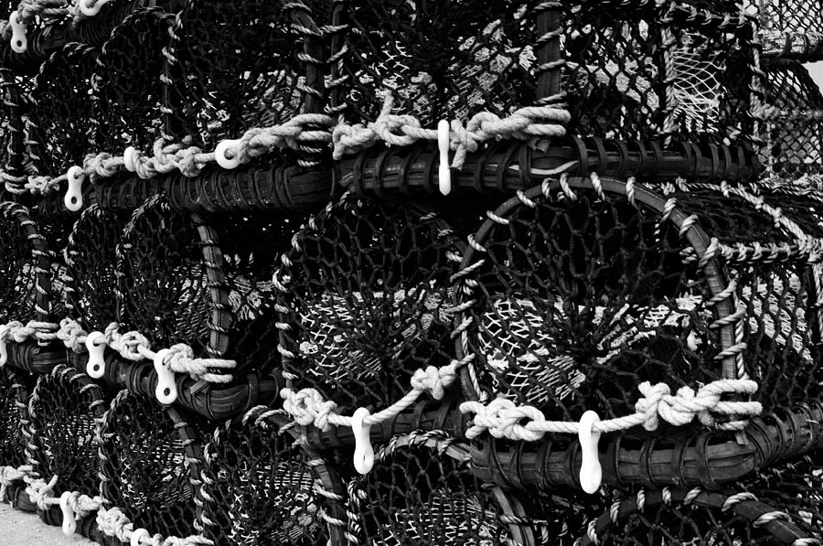 Lobster Pots Mono Photograph by Steve Purnell