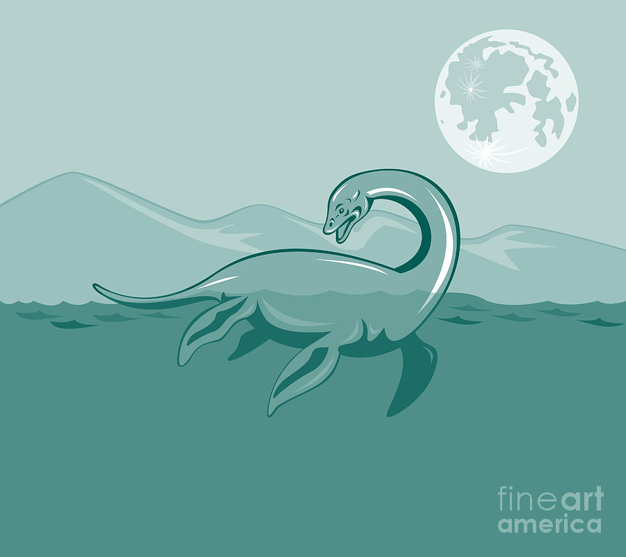 Dinosaur Digital Art - Loch Ness Monster Retro by Aloysius Patrimonio