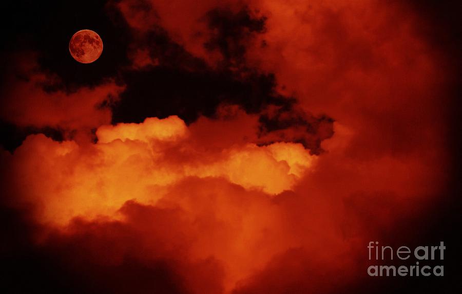 Lomo Moon and Clouds Digital Art by Barbara A Griffin
