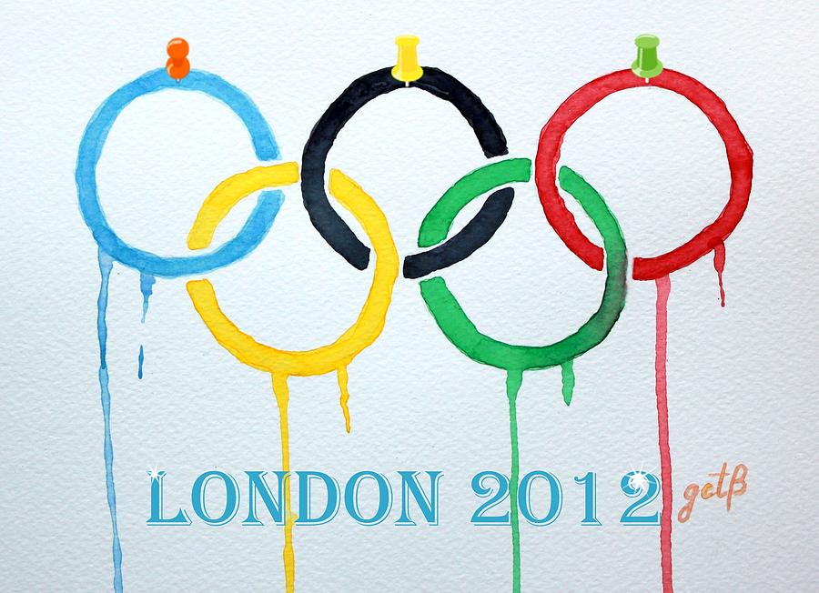 London 2012 Summer Olympics Logo watercolor Painting by Georgeta  Blanaru