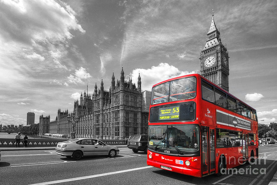 London Big Ben And Red Bus Photograph by Yhun Suarez