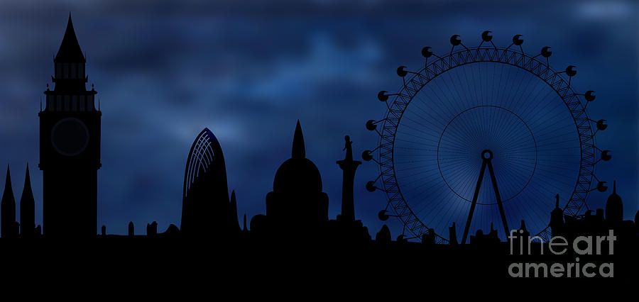 London skyline - night Digital Art by Michal Boubin