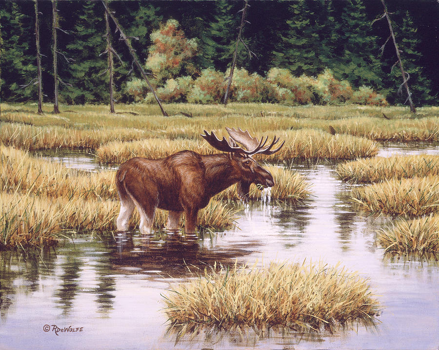 Lone Bull Painting by Richard De Wolfe