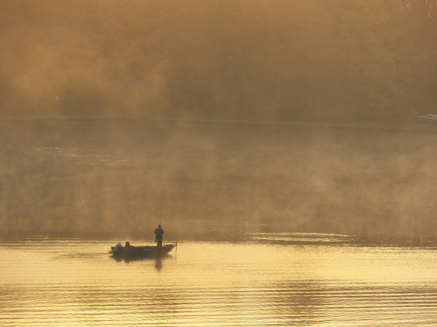 Lake Photograph - Lone Fisherman 2 by Steven Huszar