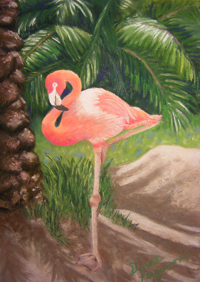 Lone Flamingo Pastel by Diane Ferguson