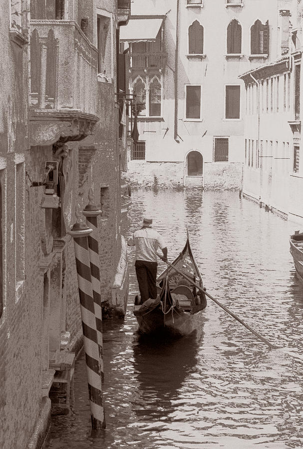 Lone Gondolier Venice Photograph by Tom Wurl