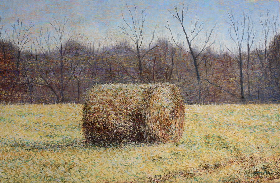 Lone Haybale Painting by Patsy Sharpe