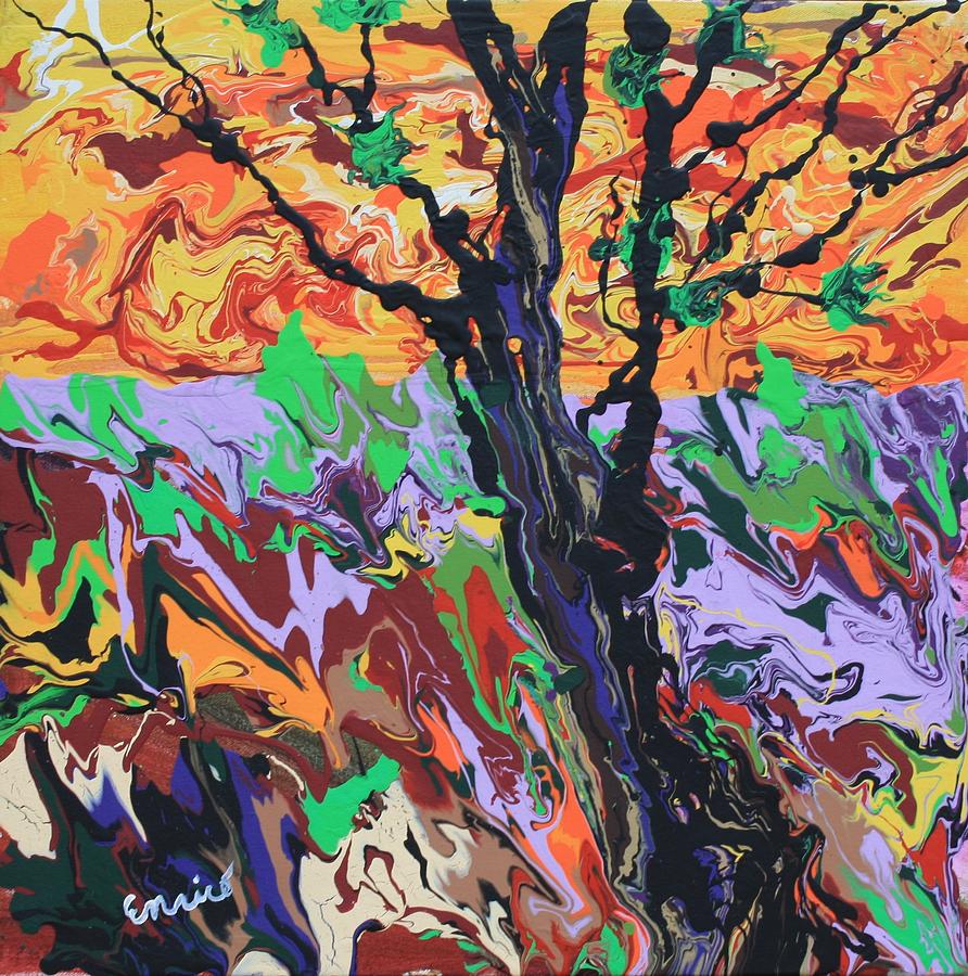 Lone Oak Painting by Art Enrico