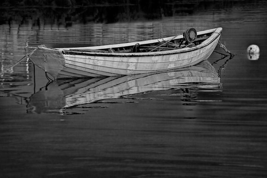 Lone White Boat In Nova Scotia Photograph