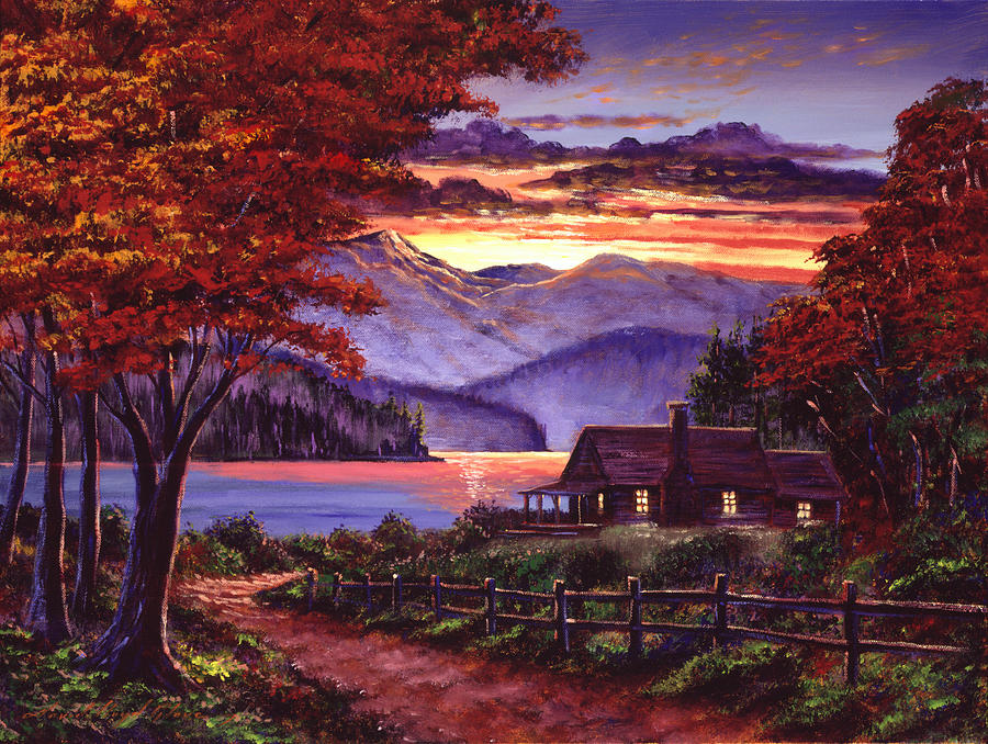Lonely Cabin Painting by David Lloyd Glover
