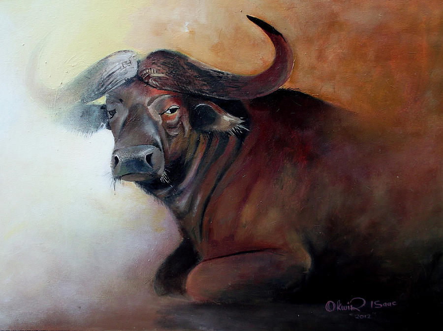 Lonesome  bull Painting by Okwir Isaac