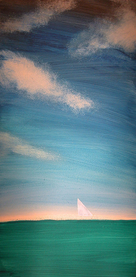Beach Painting - Lonesome Sailboat by Rhodes Rumsey