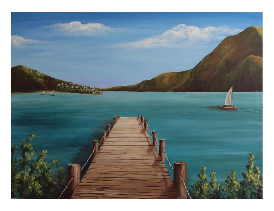 Long Bay Dock Painting by Debra CerboneSteiner | Fine Art America