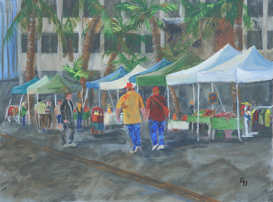 Long Beach Farmers Market Painting by Gail Daley