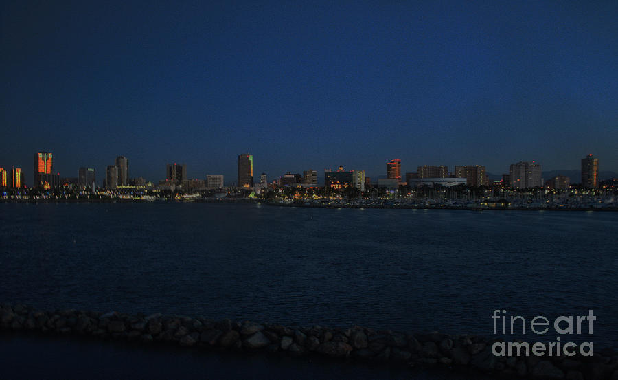Long Beach Skyline at night Photograph by Tommy Anderson