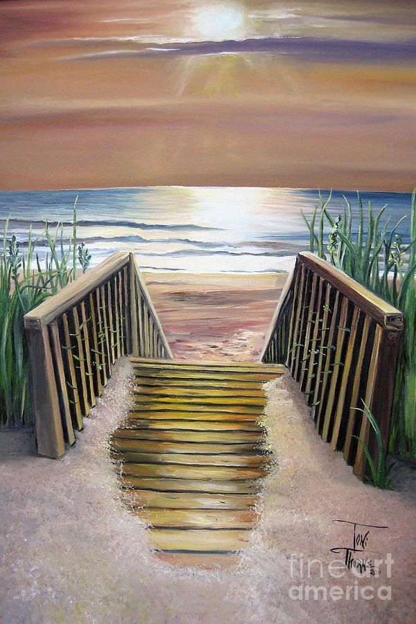 Sunset Painting - Long Beach by Toni Thorne