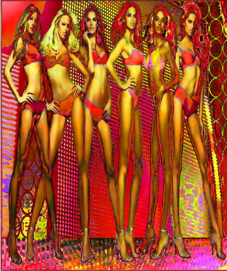 Long Digital Art - Long legged blonds and redheads by Rod Saavedra-Ferrere