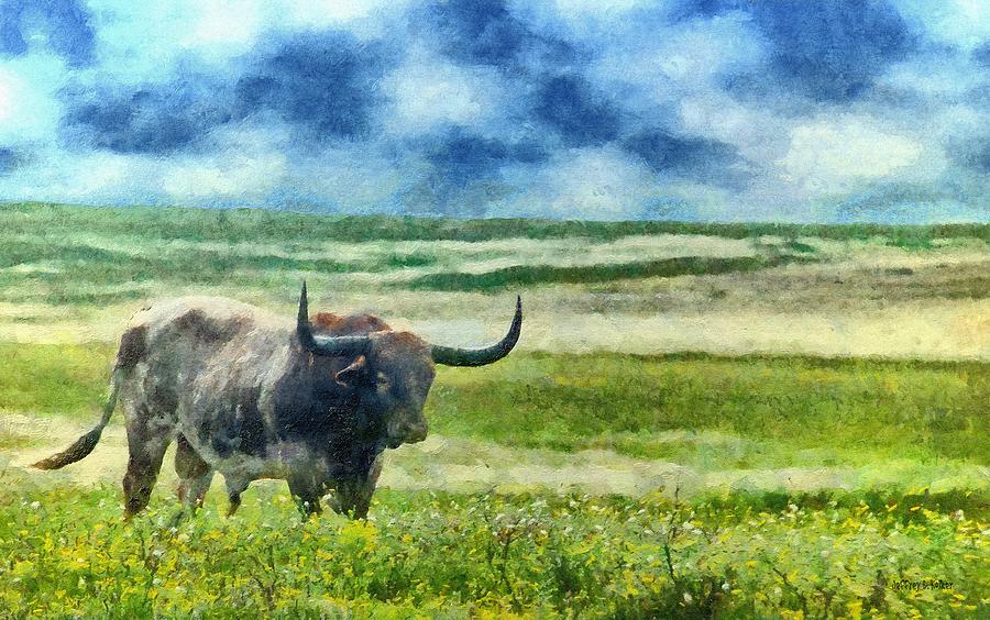 Cow Painting - Longhorn Prarie by Jeffrey Kolker