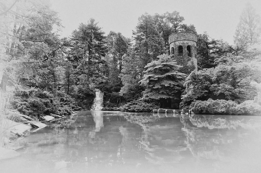 Castle Photograph - Longwood Gardens Castle in Black and White by Bill Cannon