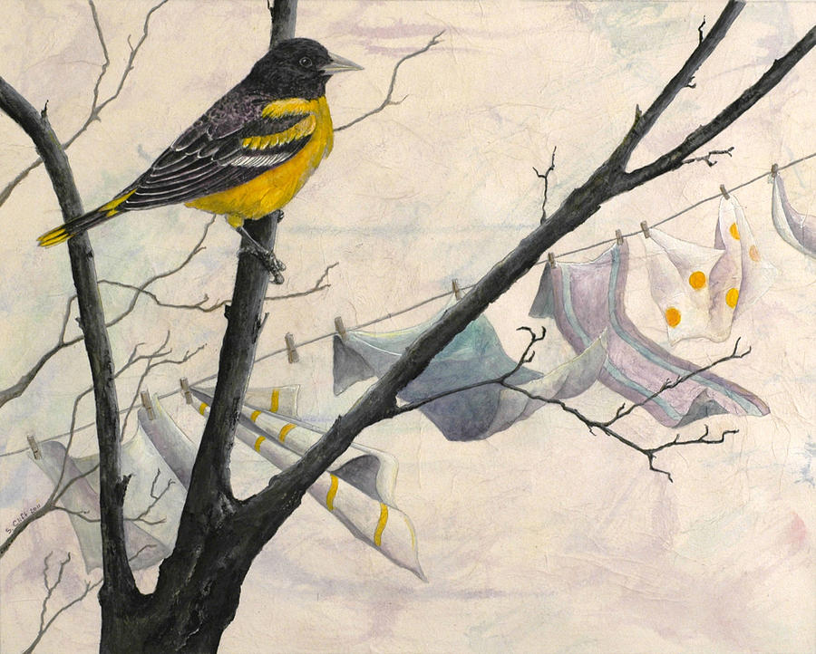 Looking for Nesting Material Painting by Sandy Clift