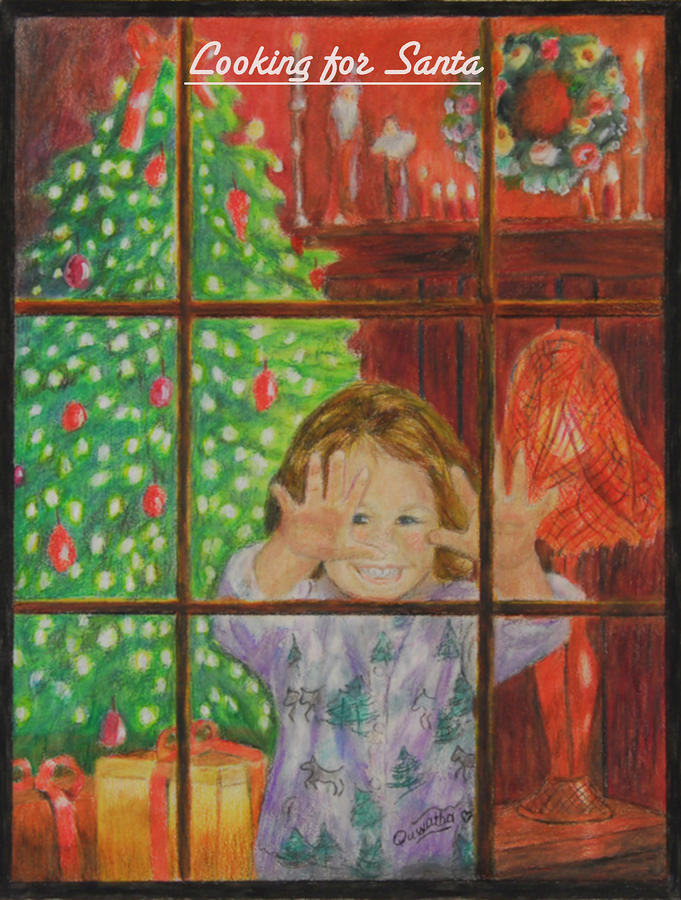Looking for Santa Drawing by Quwatha Valentine