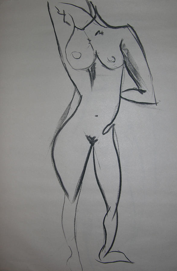 Nude Drawing - Looking Left by Karen Agni-Kratzer