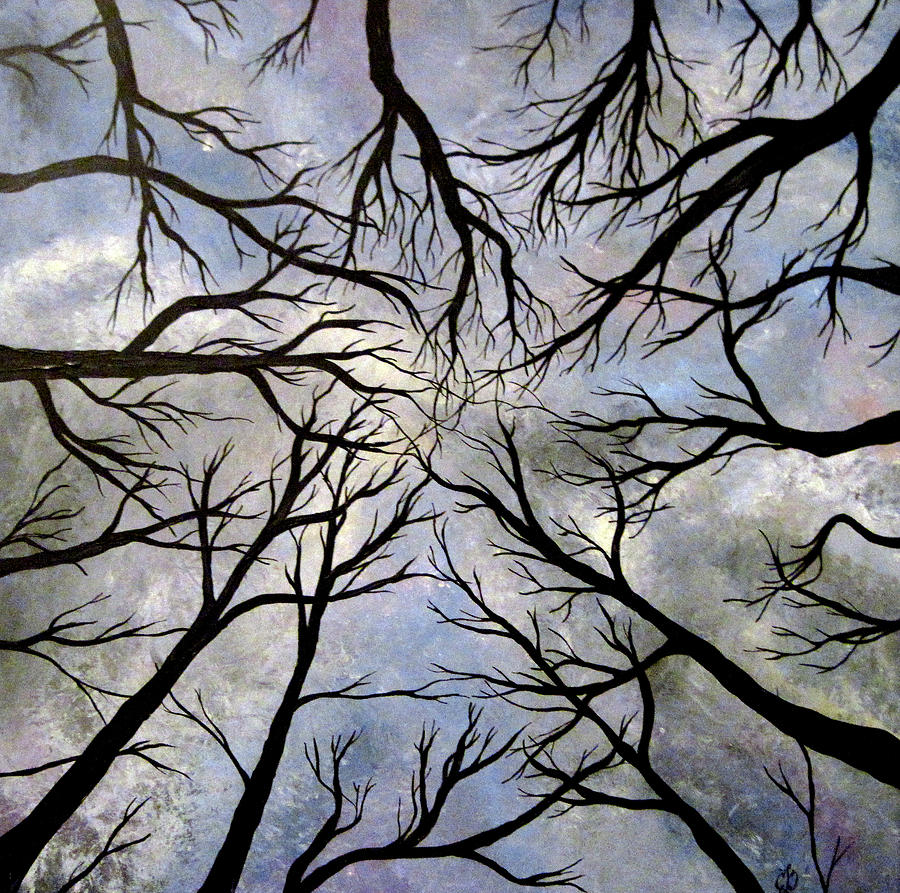 Trees Painting - Looking Up by Claudia Croneberger Trees Painting - Looking Up by Claudia Croneberger
