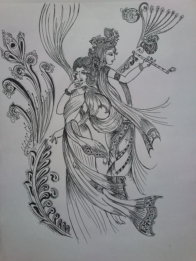 Lord Krishna illustration Bala Krishna Drawing Pencil Sketch Radha Krishna  angle white png  PNGEgg