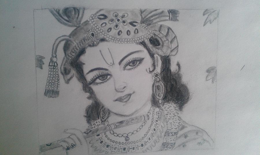 Lord Krishna Drawing by Gnaneswari Giridharagopalan